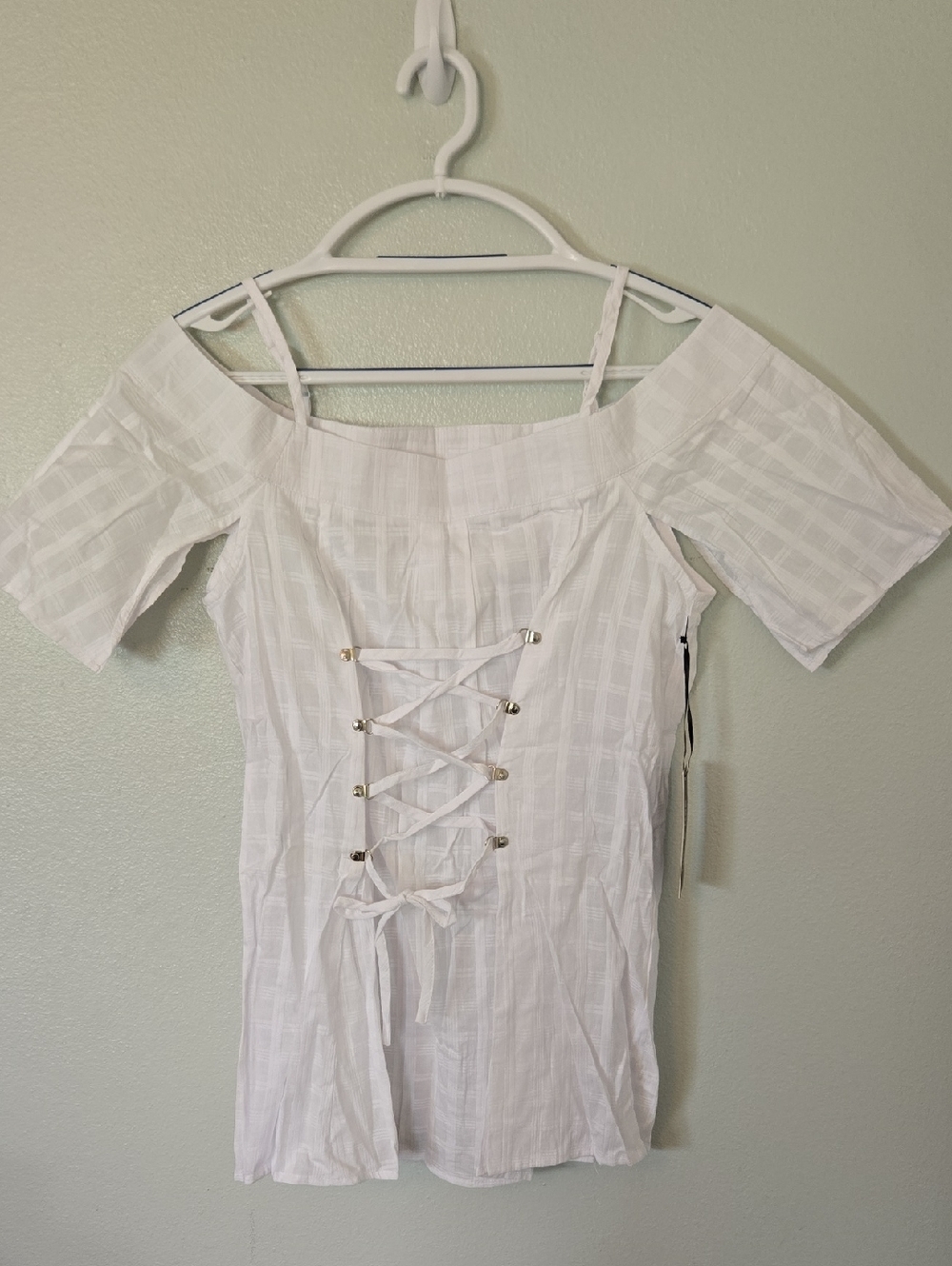 Doe & Rae | NWT Off The Shoulder White Cotton Corset Front Top Size Medium
